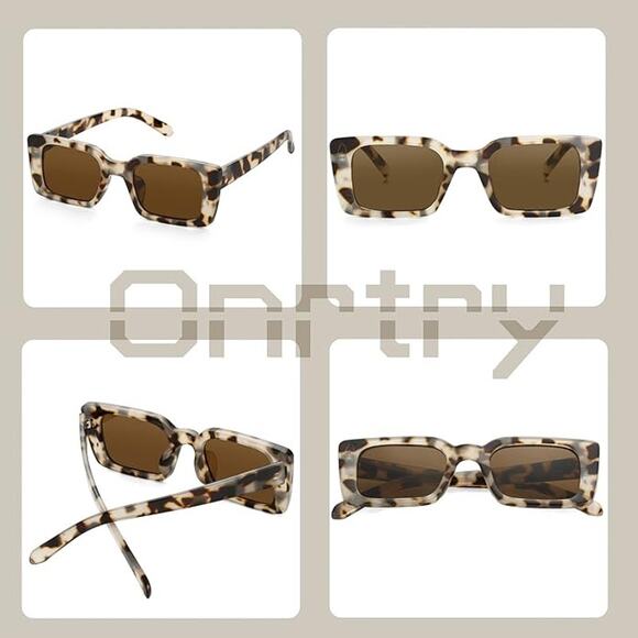 Vintage Rectangle Sunglasses Women Men Fashion UV Protection Retro Shades - Picture 5 of 6